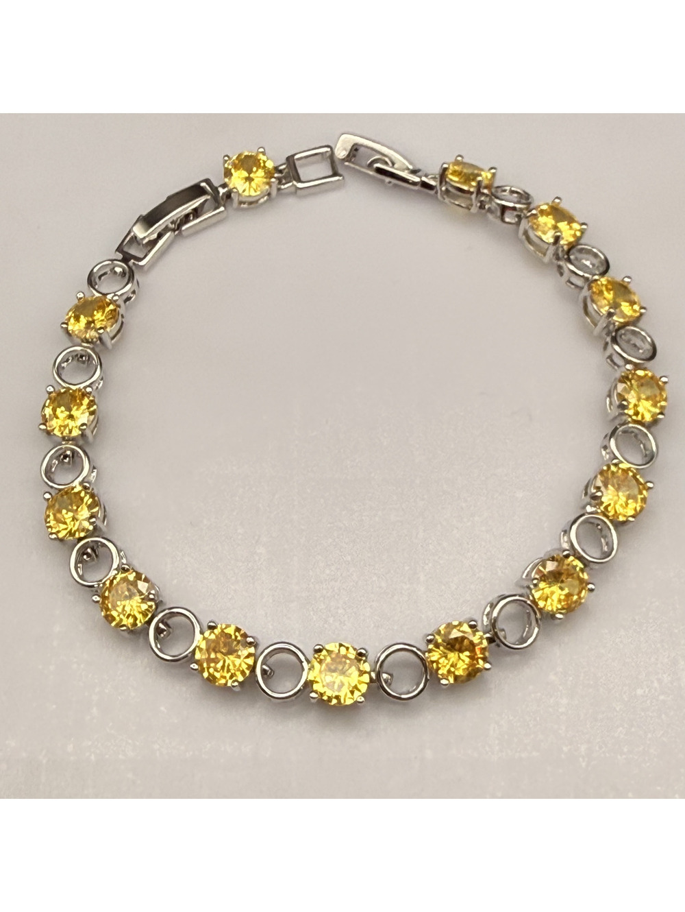 candy+clover Yellow Crystal Link 14K gold plate Bracelet